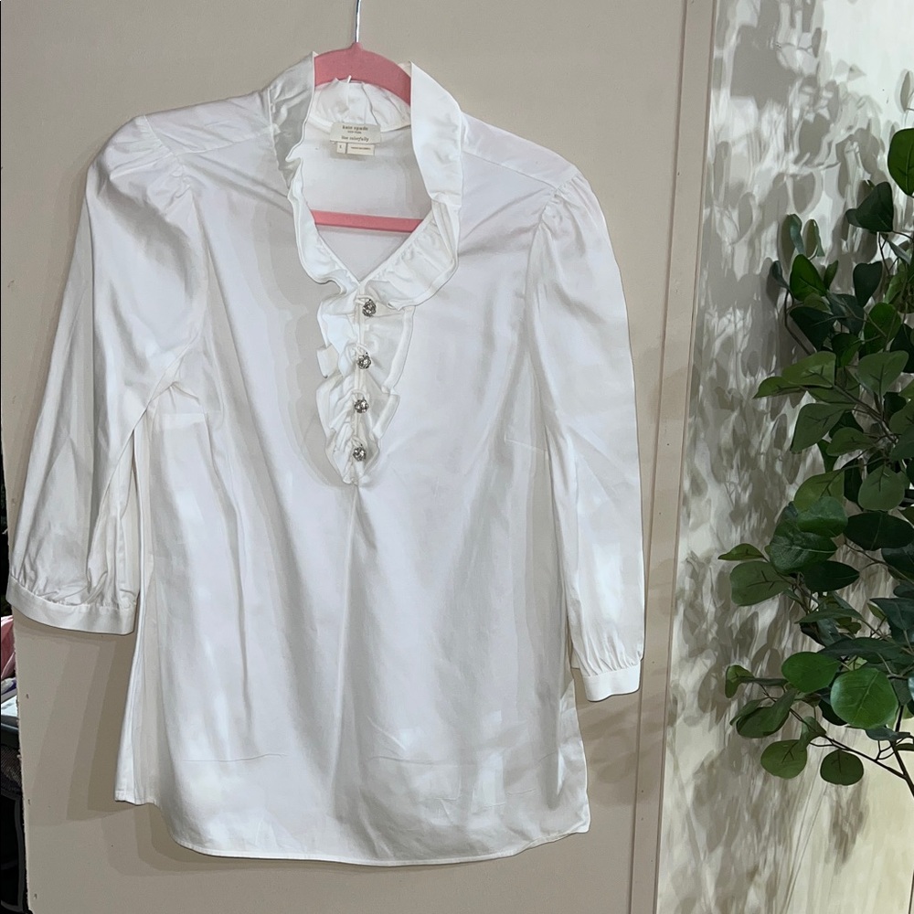 Kate Spade White Ruffle Blouse